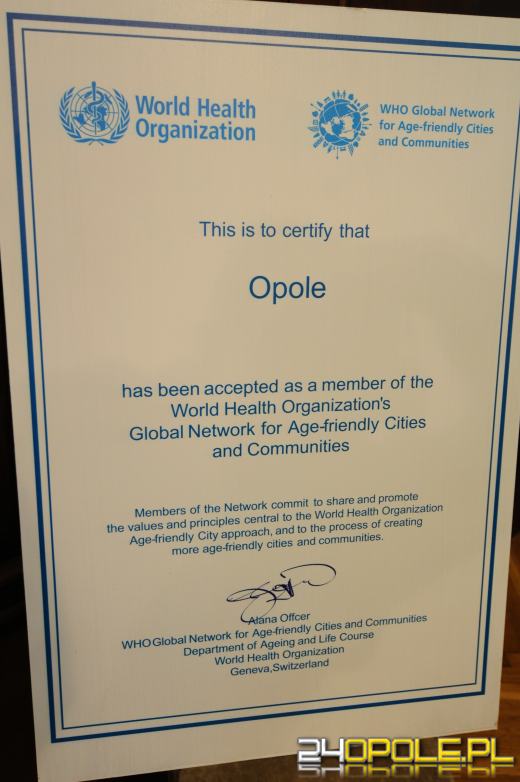 Opole wśród 4 miast w Polce z certyfikatem WHO: "Miasto przyjazne starzeniu"