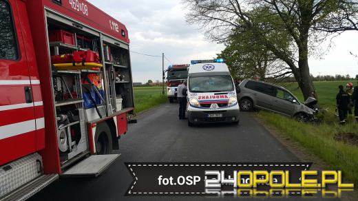 Niebezpieczne zdarzenie na trasie Okopy - Łambinowice. Kierująca wjechała w drzewo