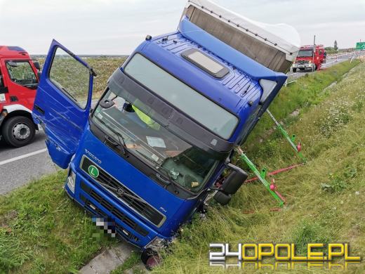 Zdarzenie z udziałem dwóch ciężarówek w powiecie oleskim. Jeden z kierowców zasłabł