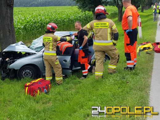 Wypadek na DK 94 przed Strzelcami Opolskimi. Ranna kierująca osobówką