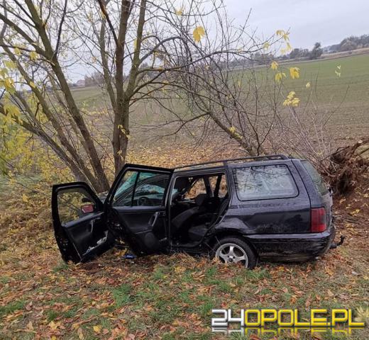 Blisko 2,5 promila alkoholu miał kierujący Volkswagenem. Wjechał w drzewo