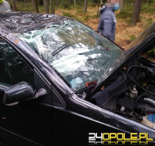 Samochód osobowy dachował na trasie w kierunku Zębowic 