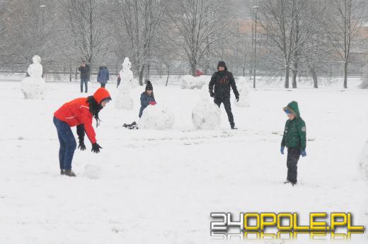 Dzieci doczekały się zimy! Park AK pełen śnieżnych bałwanów