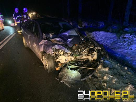 Zderzenie ciągnika rolniczego i osobówki w oleskim