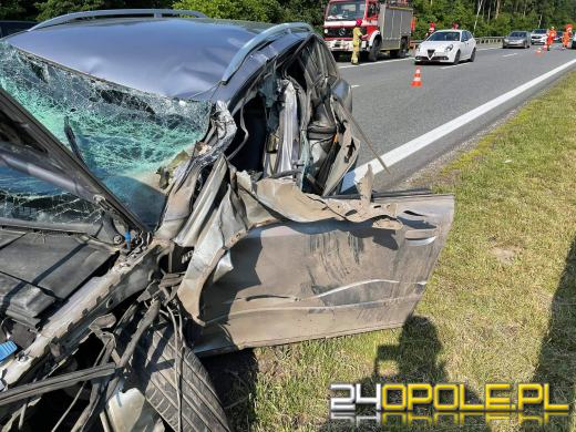 Zderzenie osobówki z autem ciężarowym na opolskim odcinku A4