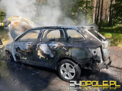 Samochód osobowy w ogniu. Akcja strażaków na trasie Zawadzkie - Kolonowskie