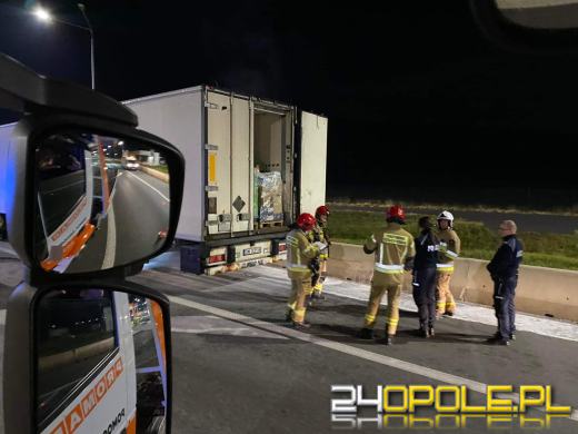 Pożar ciężarówki na zjeździe z A4