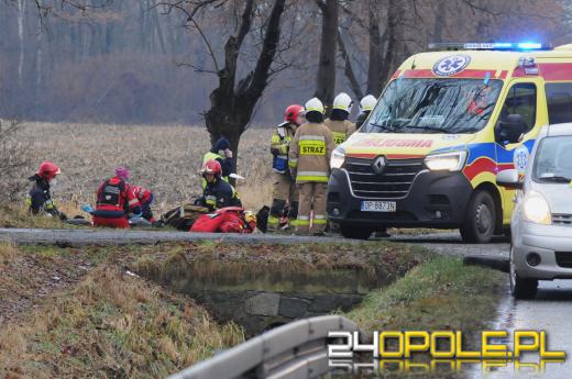 Czołowe zderzenie pojazdów w Dąbrowie. Lądował śmigłowiec LPR