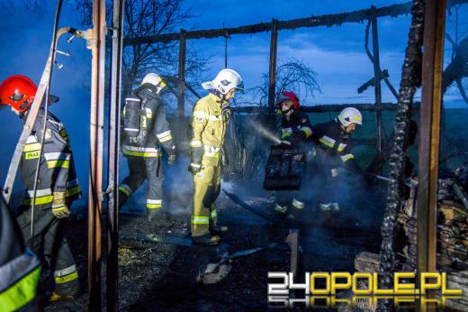 13 zastępów straży gasiło pożar hali z drewnem w Prószkowie