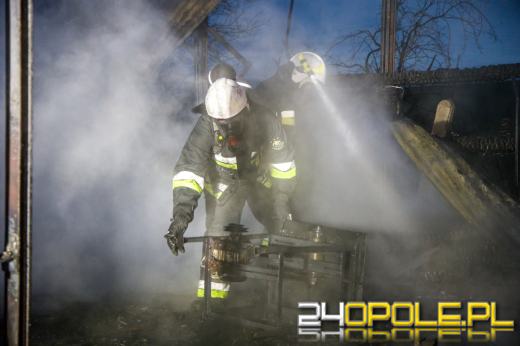 13 zastępów straży gasiło pożar hali z drewnem w Prószkowie