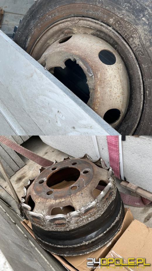 Z auta dostawczego odpadło koło. Najechał na nie samochód ciężarowy