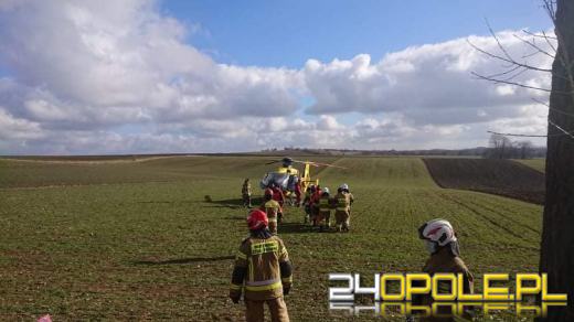 Audi dachowało w powiecie głubczyckim. Dwie osoby w szpitalu