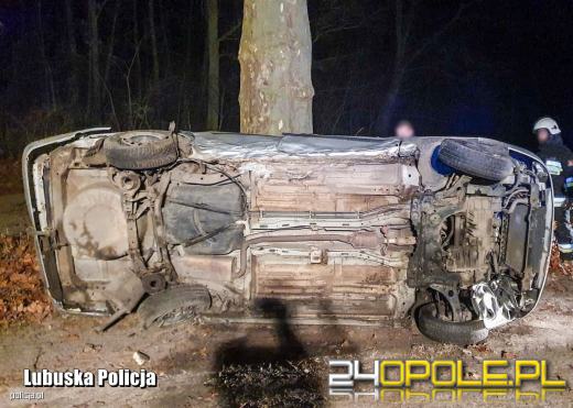 Szaleńcza ucieczka pijanego kierowcy przed policyjną kontrolą zakończona na drzewie