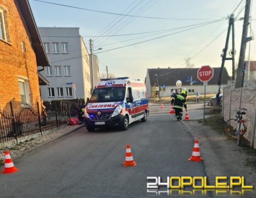 Wypadek rowerzysty w powiecie nyskim. Mężczyzna z obrażeniami trafił do szpitala