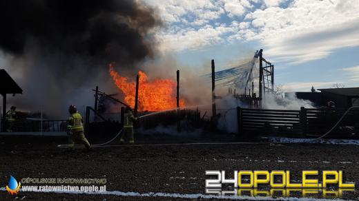 W pożarze spłonęła ciężarówka i kombajn. Akcja strażaków w Biadaczu