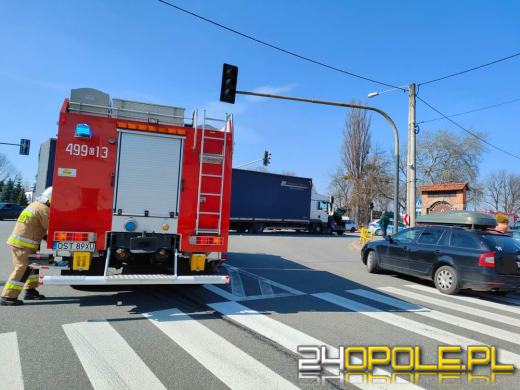 Wypadek w Izbicku. Ciężarówka zderzyła się z samochodem osobowym 