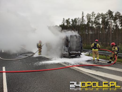 Pożar busa na opolskim odcinku A4