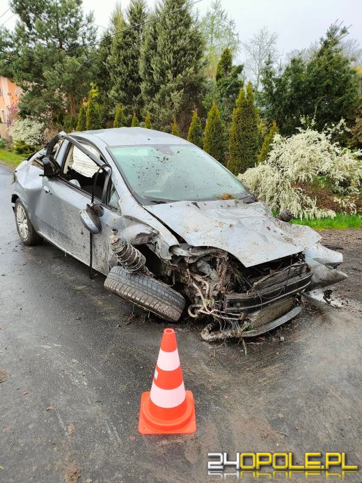 Do wypadku doszło w powiecie prudnickim. Kierowca i pasażer pod wpływem alkoholu