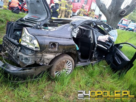 Samochód uderzył w drzewo. W środku trójka dzieci