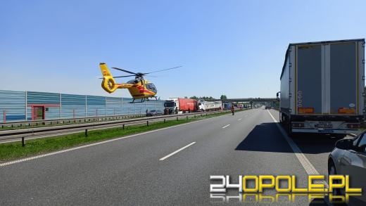 Zderzenie dwóch ciężarówek na 249 km A4. Lądował śmigłowiec LPR
