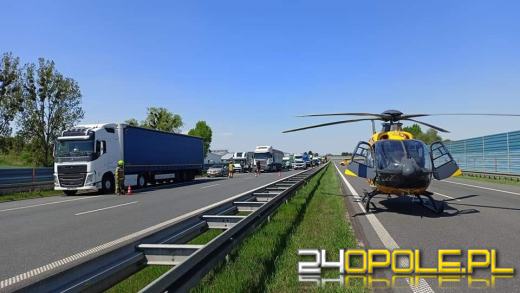 Zderzenie dwóch ciężarówek na 249 km A4. Lądował śmigłowiec LPR