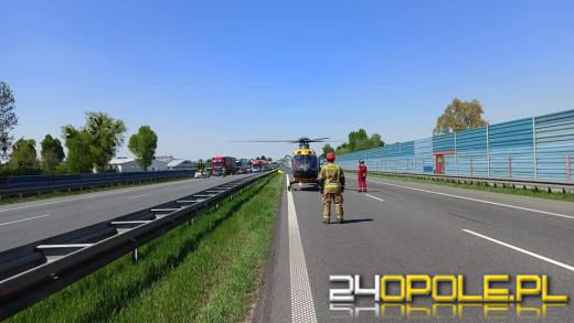 Zderzenie dwóch ciężarówek na 249 km A4. Lądował śmigłowiec LPR