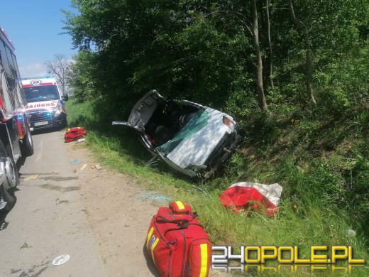 Samochód wypadł z drogi. Jedna osoba została poszkodowana