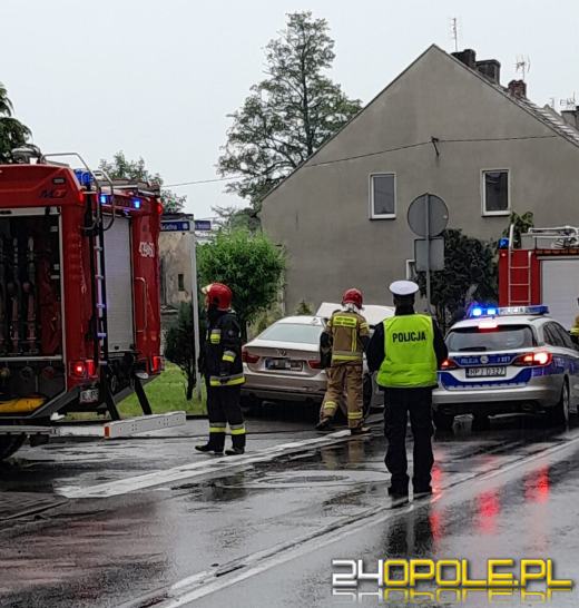 Samochód osobowy wypadł z drogi i uderzył w ogrodzenie posesji