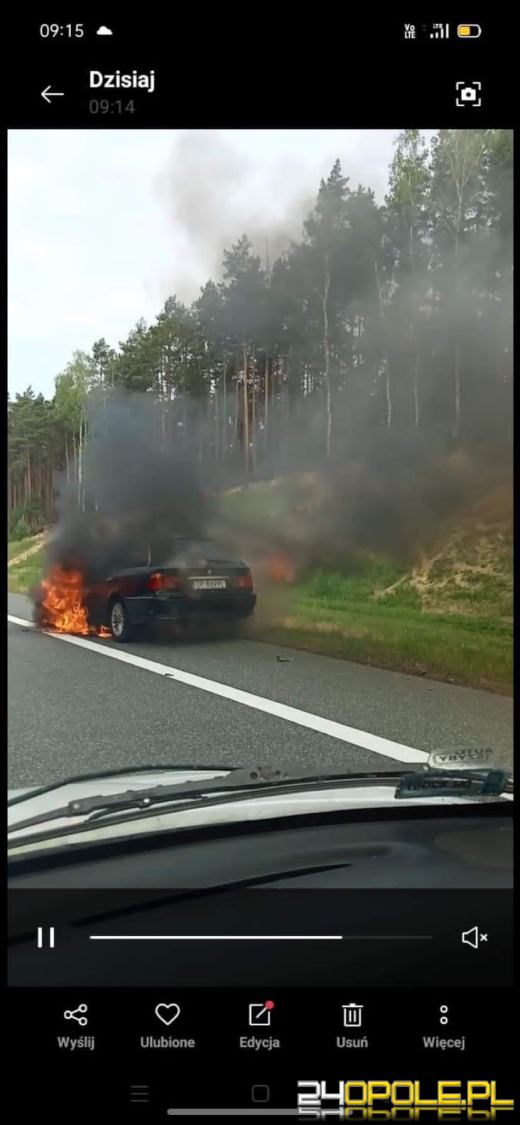 Pożar samochodu na trasie Grodziec-Myślina