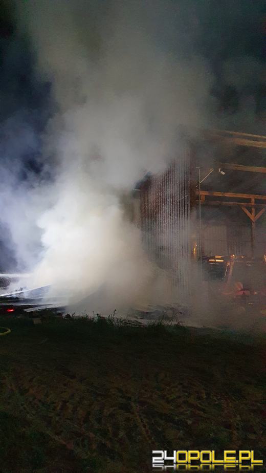 Pięć zastępów straży gasiło w nocy pożar podkładów drewnianych