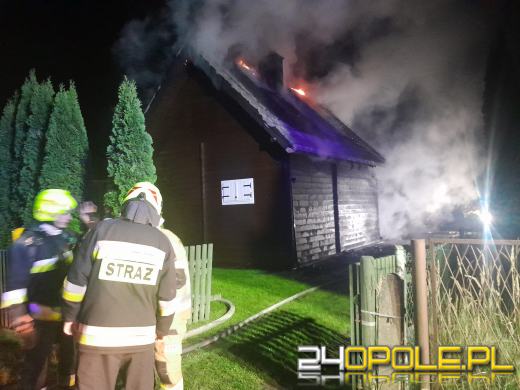 Nocna akcja strażaków w Niwkach. W ogniu drewniany budynek