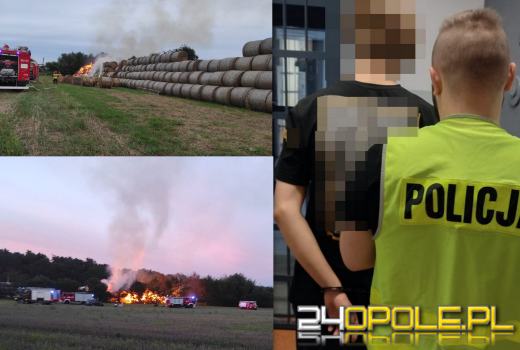17 i 18-latek zatrzymani za podpalenie balotów słomy