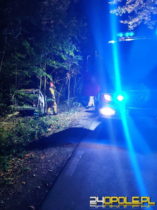 Pożar samochodu osobowego w lesie w miejscowości Sieroniowice