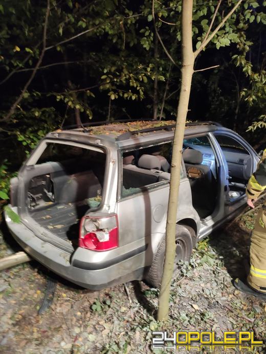 Pożar samochodu osobowego w lesie w miejscowości Sieroniowice