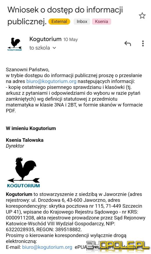 Dyrektor szkoły odmówił pokazania treści kartkówek i sprawdzianów. Nakazał mu to sąd
