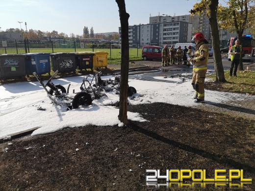 Pojazd nauki jazdy spłonął doszczętnie na ulicy Chełmskiej w Opolu
