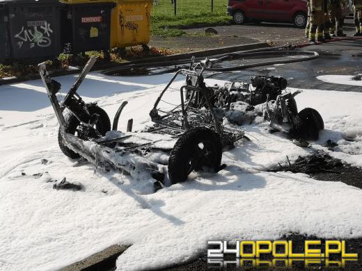 Pojazd nauki jazdy spłonął doszczętnie na ulicy Chełmskiej w Opolu