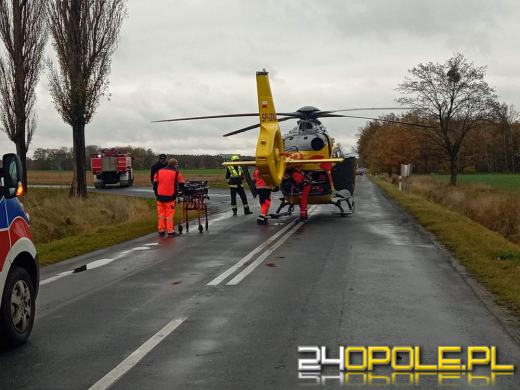 Poważny wypadek w powiecie nyskim. Lądował śmigłowiec LPR 
