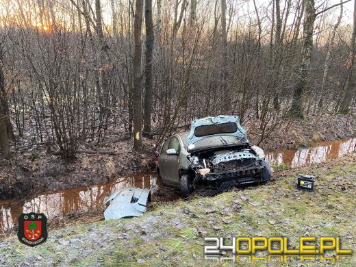 Wypadek samochodu osobowego w powiecie krapkowickim
