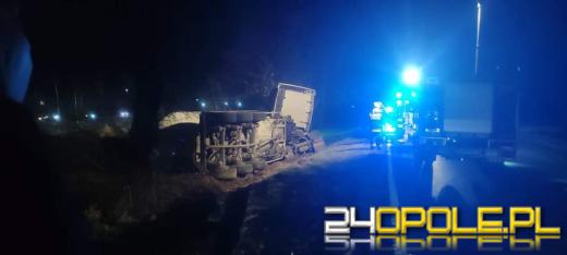 Samochód ciężarowy uderzył w drzewo. Utrudnienia ma DK 45