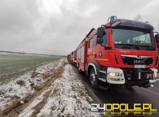 Ślisko na drogach! Kierująca osobówką wjechała do rowu.