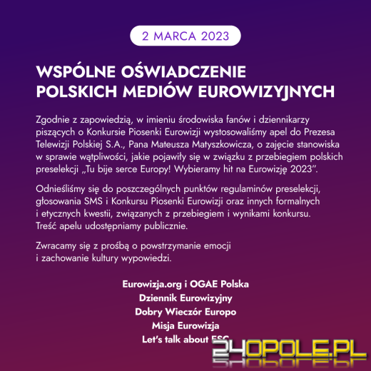 Zamieszanie wokół preselekcji do Eurowizji. Ustawka? Media wydały oświadczenie