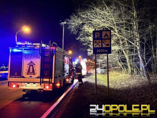 Mercedes wypadł z drogi, uderzając w słup telekomunikacyjny