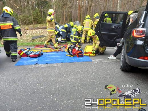 Całkowicie zablokowana DW463 w Dylakach. Zderzyły się dwie osobówki