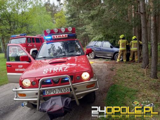 Biestrzynnik. Auto uderzyło w drzewo. Kierowca - senior był pijany