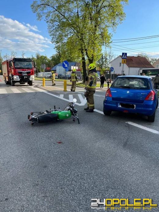 Zderzenie motocykla z samochodem osobowym w Gorzowie Śląskim