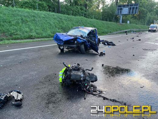 Zderzenie samochodu osobowego z ciężarowym na opolskim odcinku A4