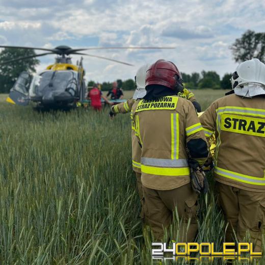 Wypadek z udziałem jednośladu w powiecie kluczborskim. Lądował LPR