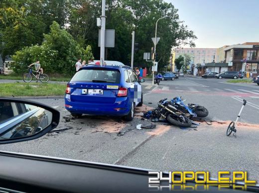 Zderzenie auta z motocyklem w Opolu. Jedna osoba została ranna
