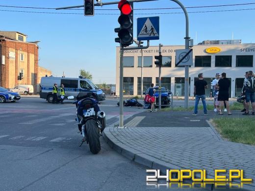 Zderzenie auta z motocyklem w Opolu. Jedna osoba została ranna